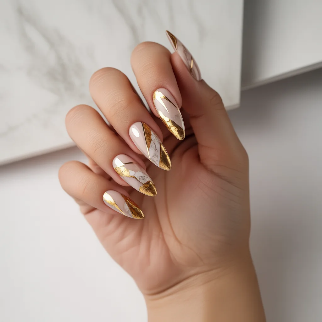 Luxe Gold Foil Acrylics Nail