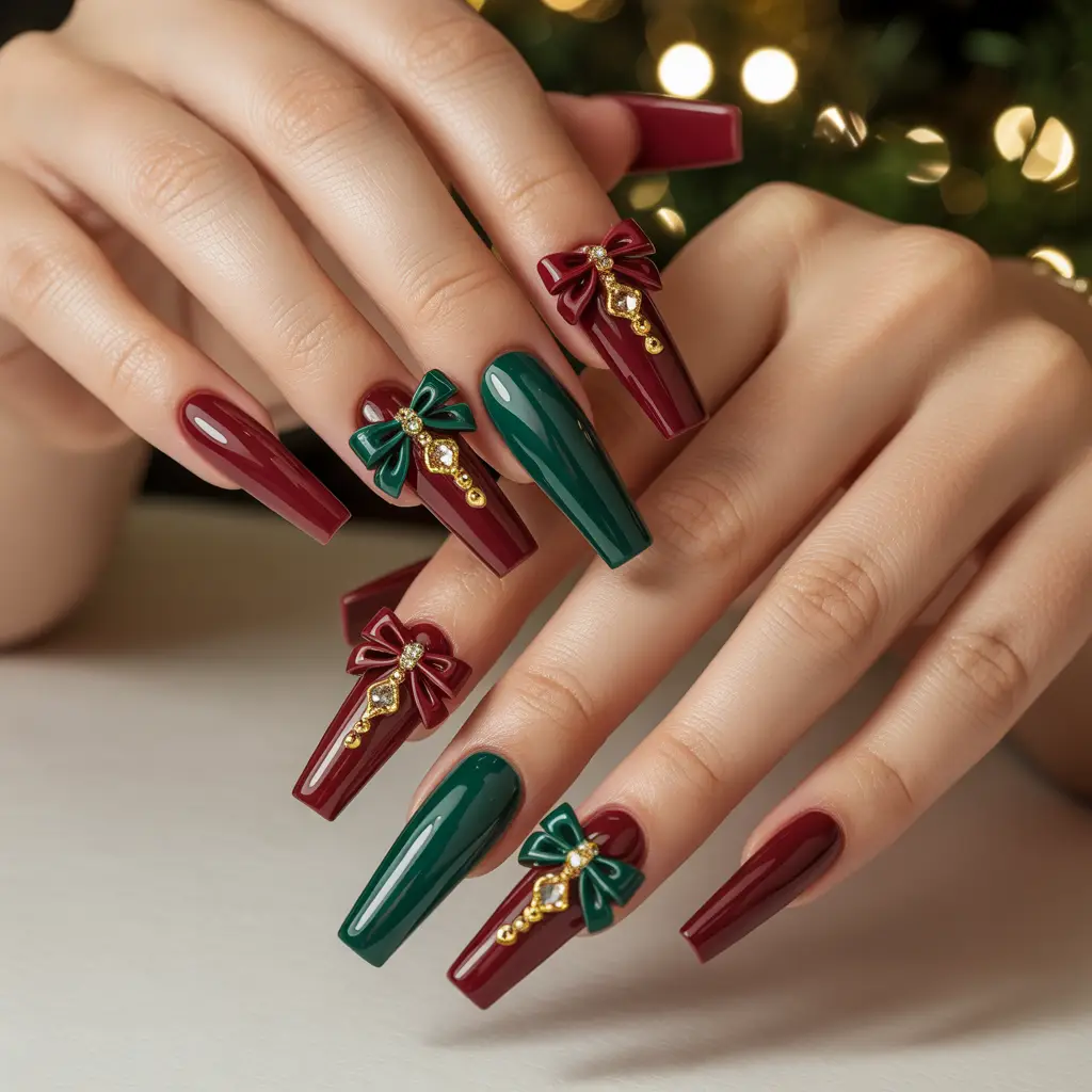Luxe Velvet Bow Nails