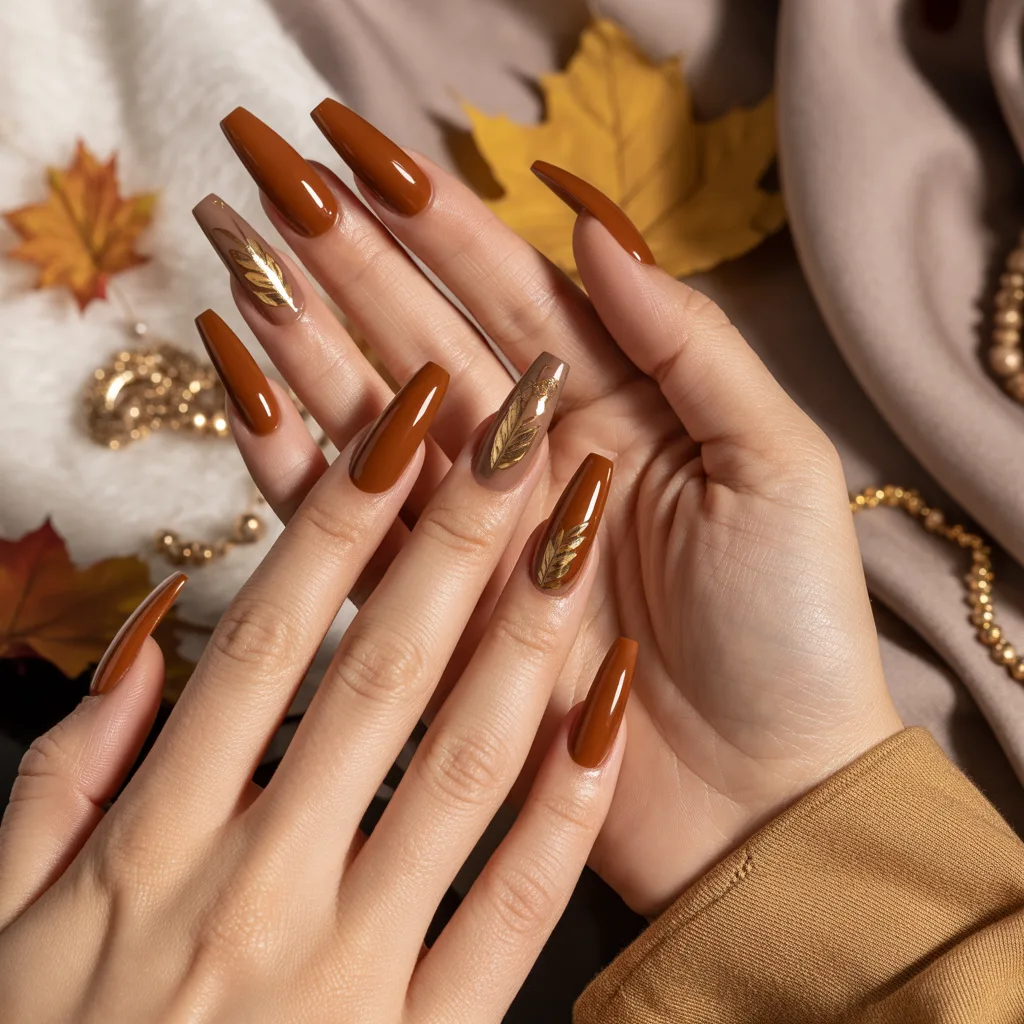 Maple Brown Gloss Nails