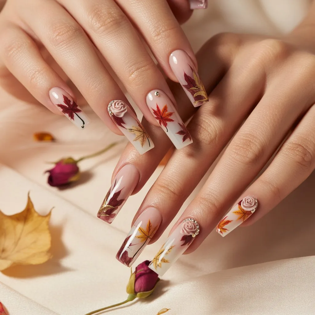 Maple Rose Sheer Nails