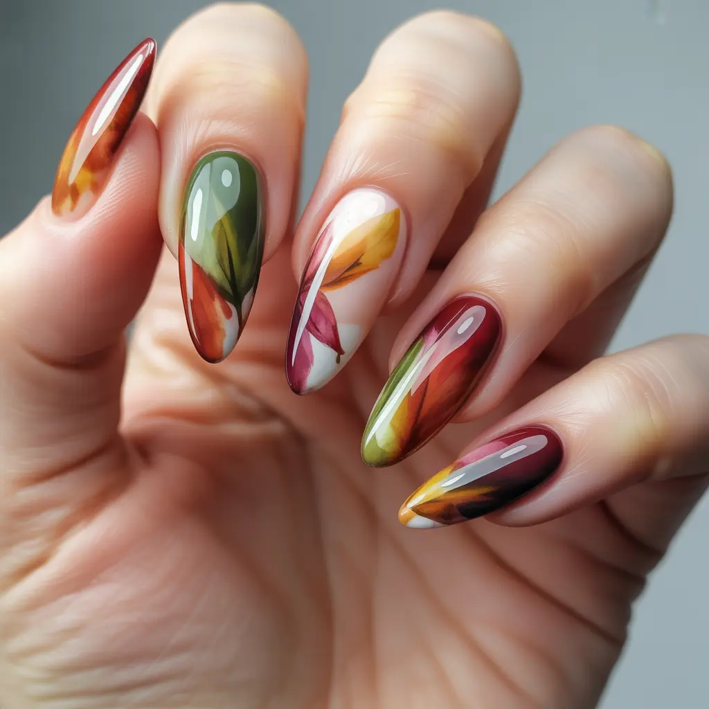 Maple Watercolor Nails