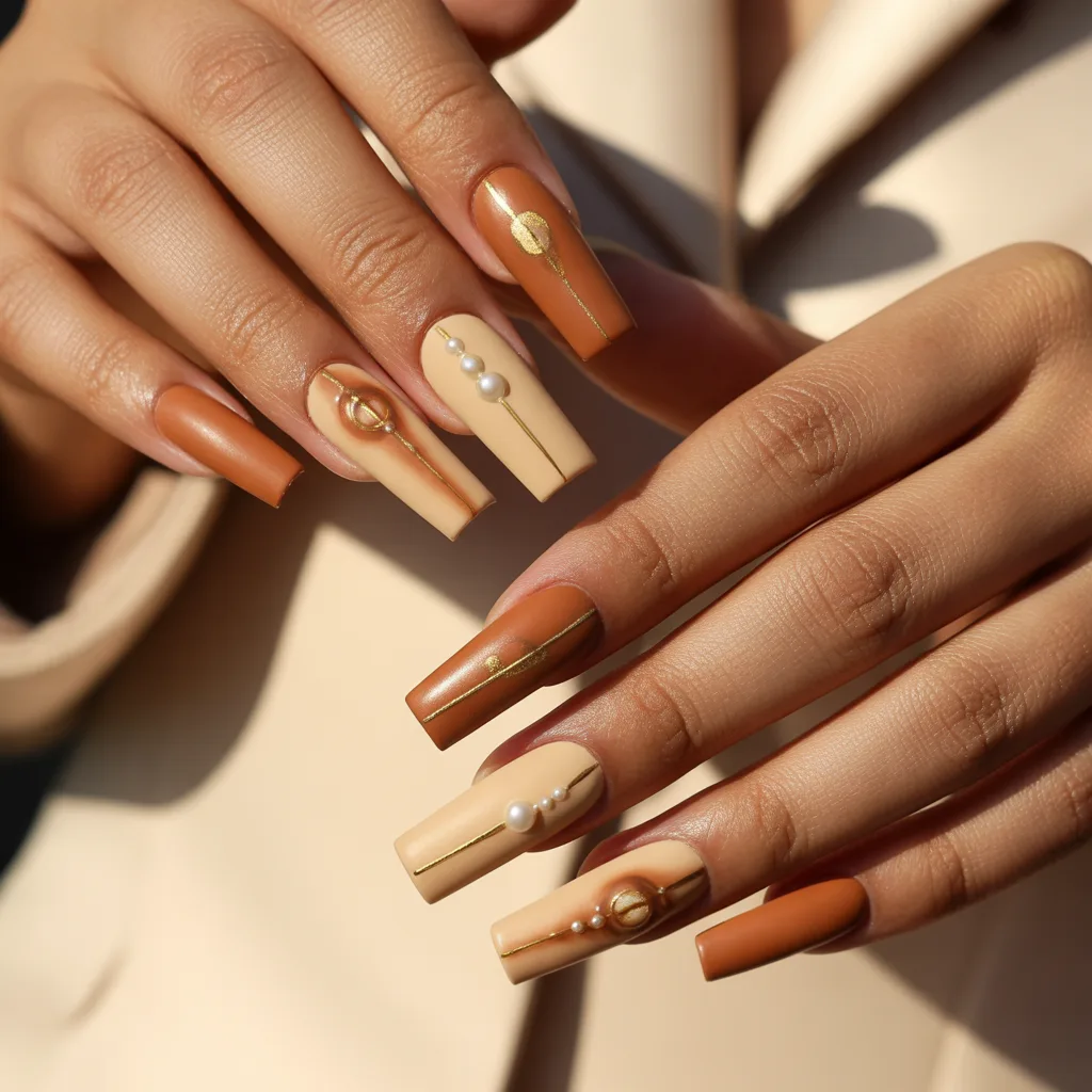 Matte Caramel Latte Nails
