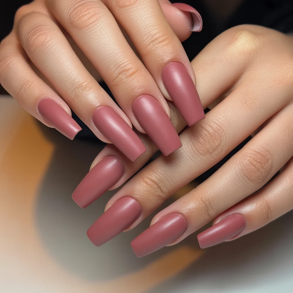 Matte Dusty Rose Nails