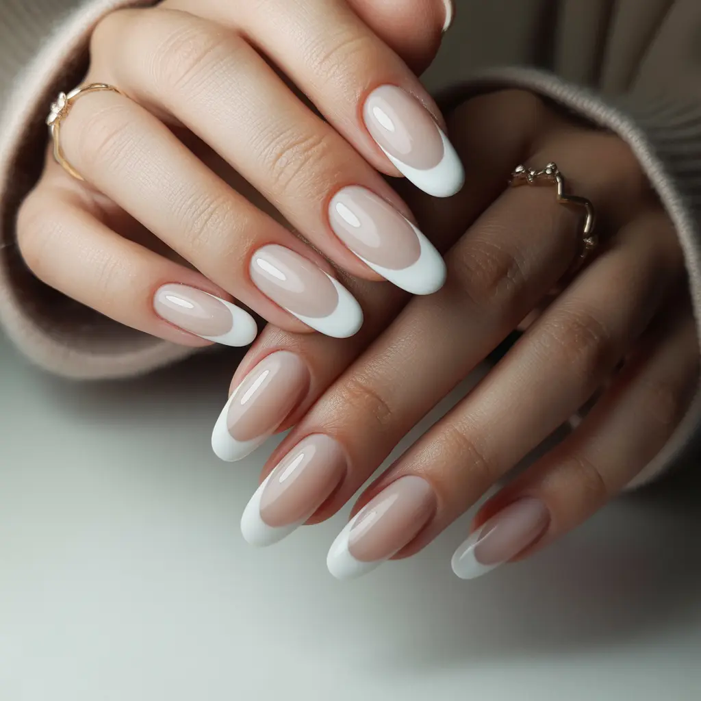 Matte French Tips Nails