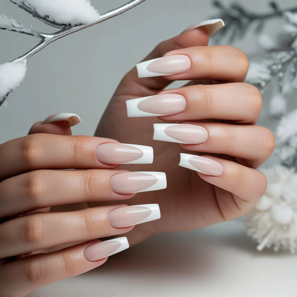 Matte Milky French Peaks Nail