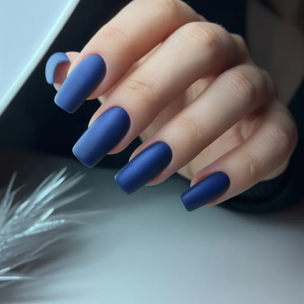 Matte Navy Blue Nails