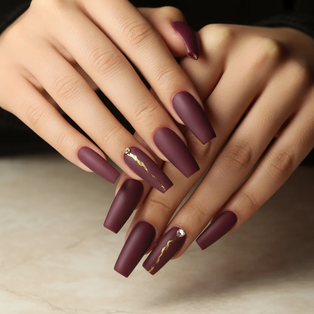Matte Plum Nails