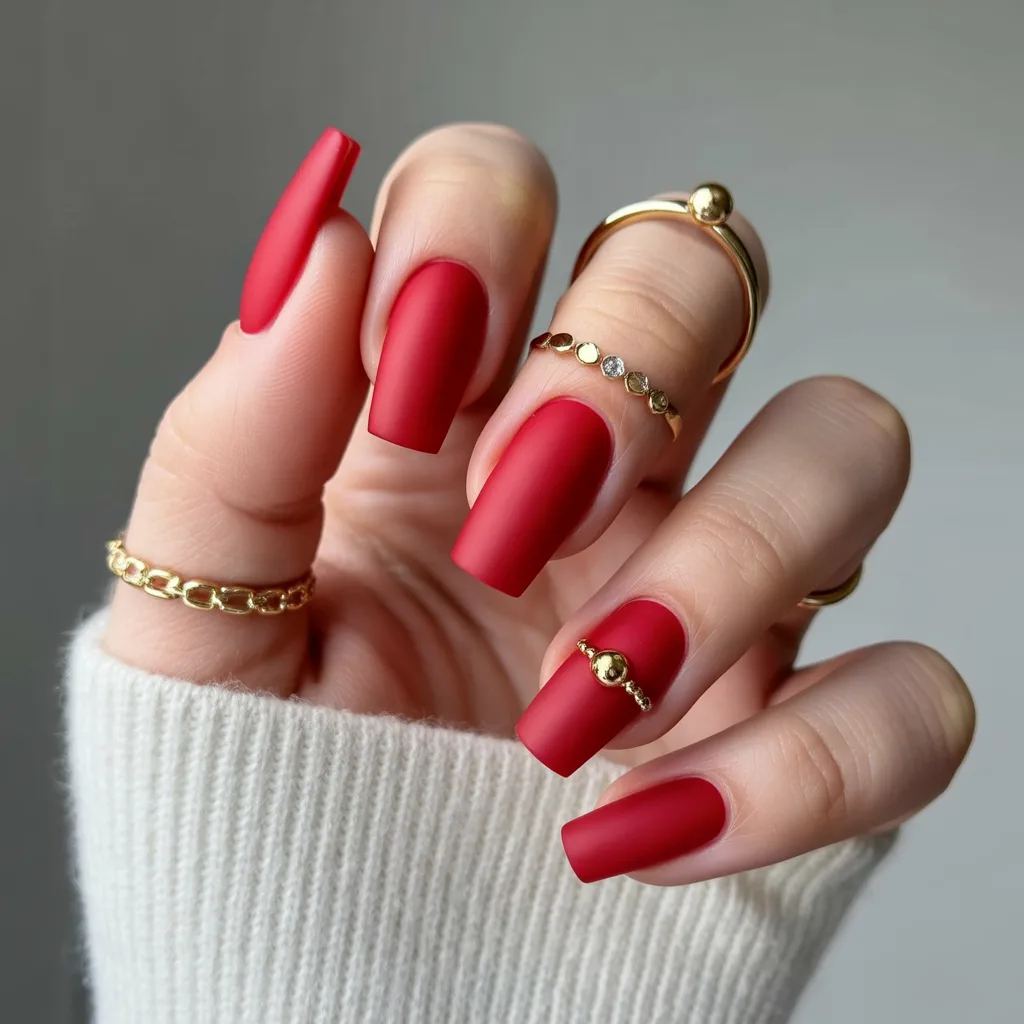 Matte Red Holiday Nails