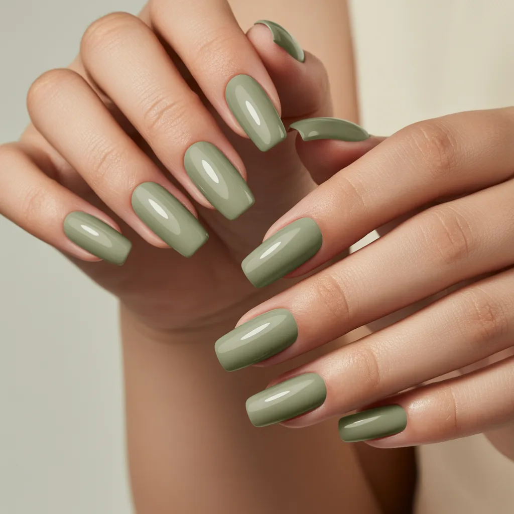 Matte Sage Green Simplicity Nails