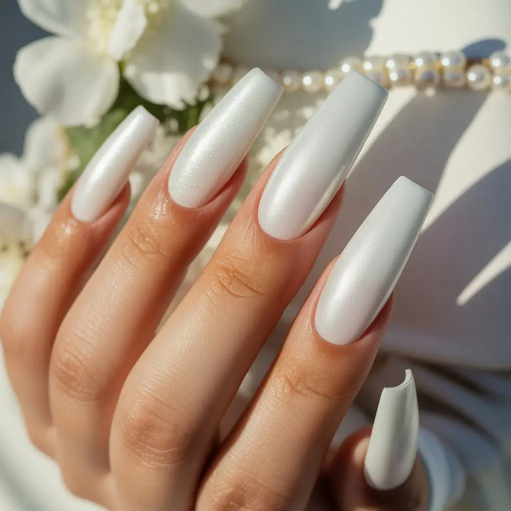 Matte Snow Cone White Nails