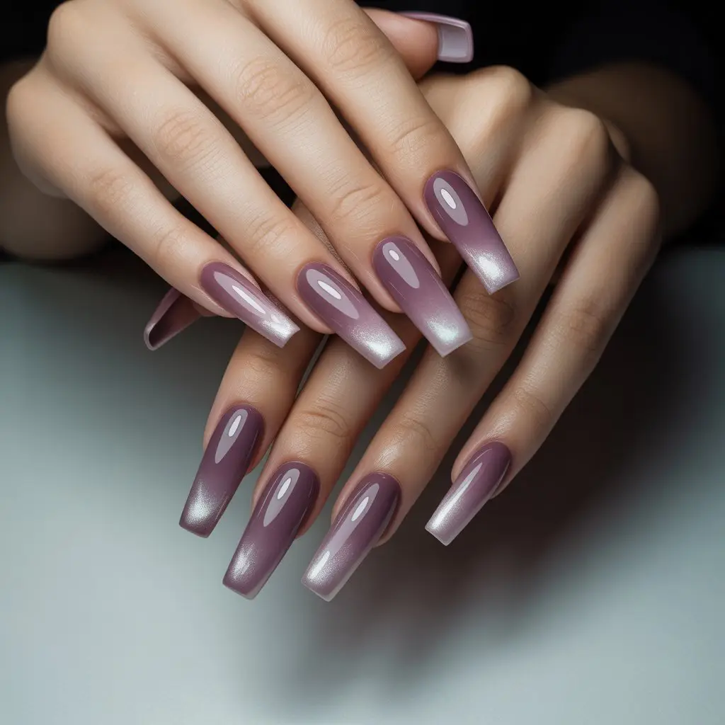 Mauve Smoke Fade Nails