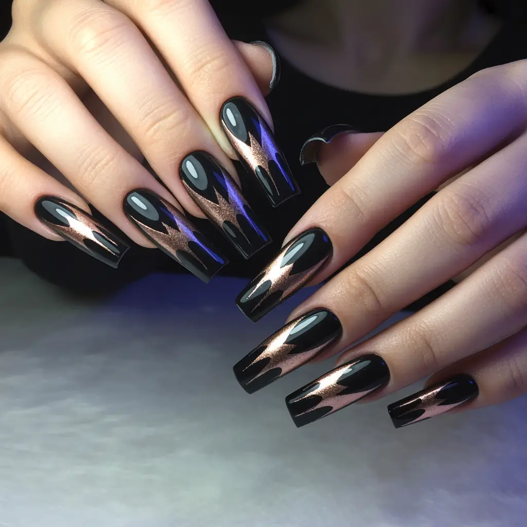 Metallic Bat Wing Nails