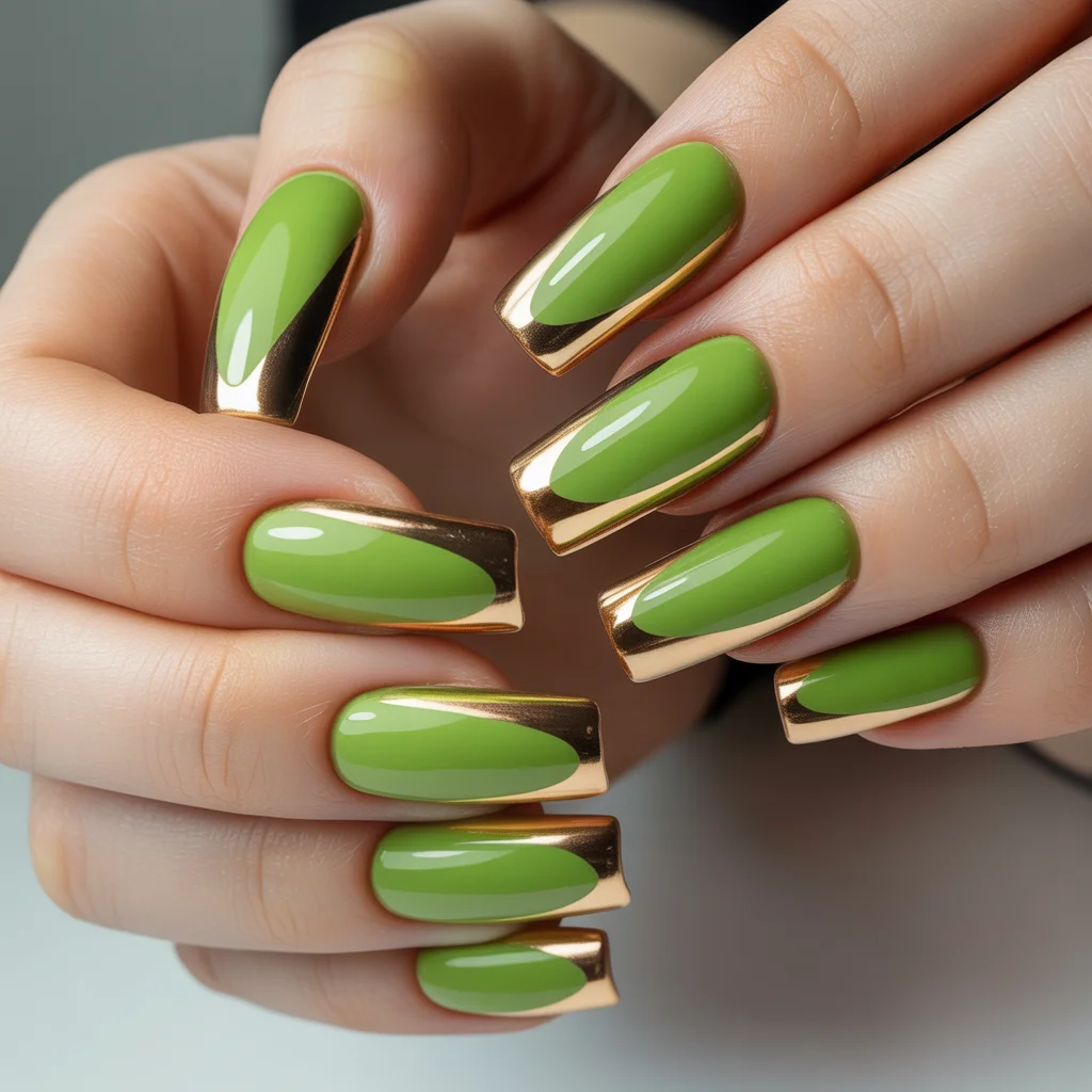 Metallic Olive Edges Nail