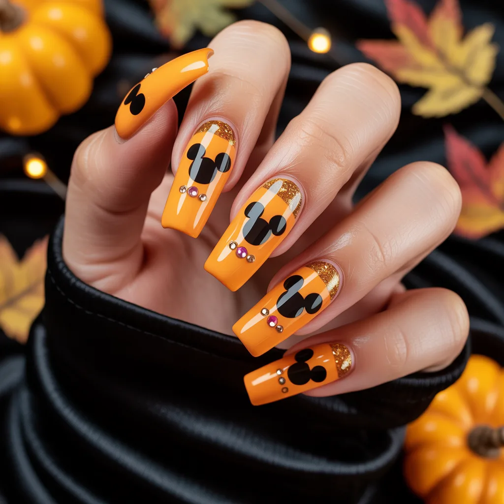 Mickey Pumpkin Nails