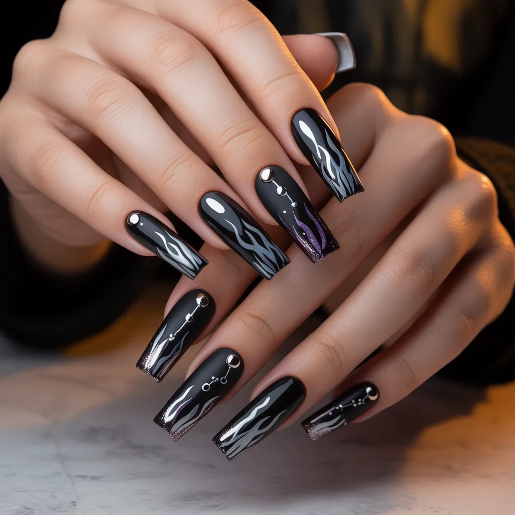 Midnight Flicker Nails
