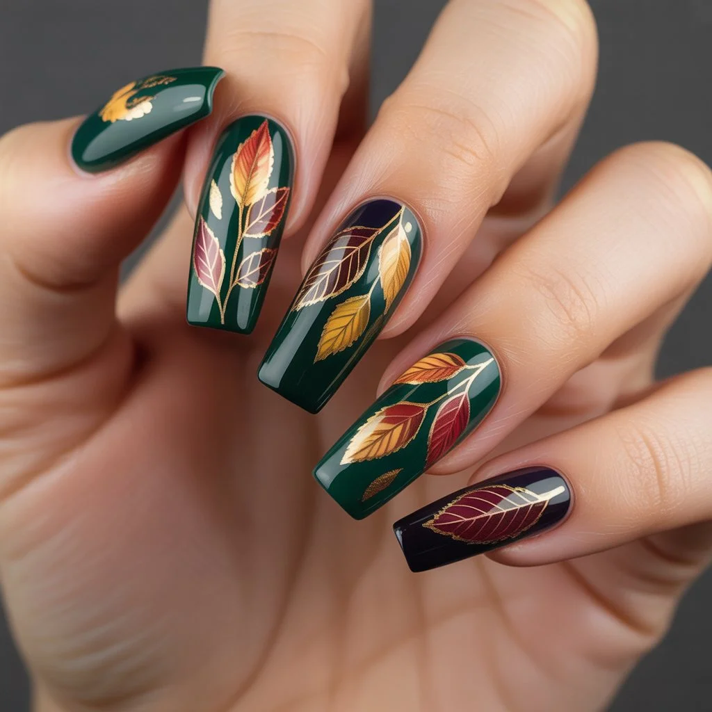 Midnight Jungle Accent Nails