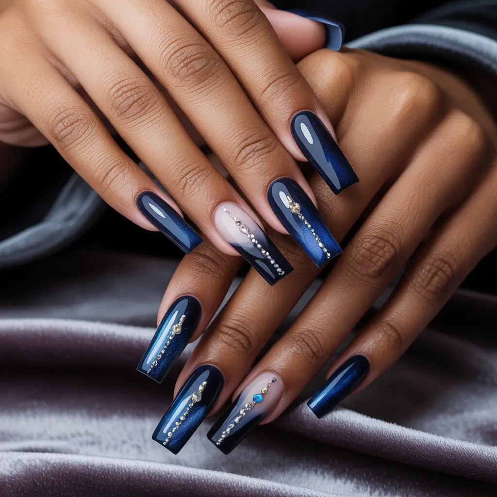 Midnight Sapphire Gel Nails