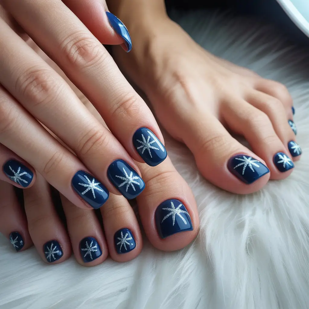 Midnight Silver Star Toes Nail
