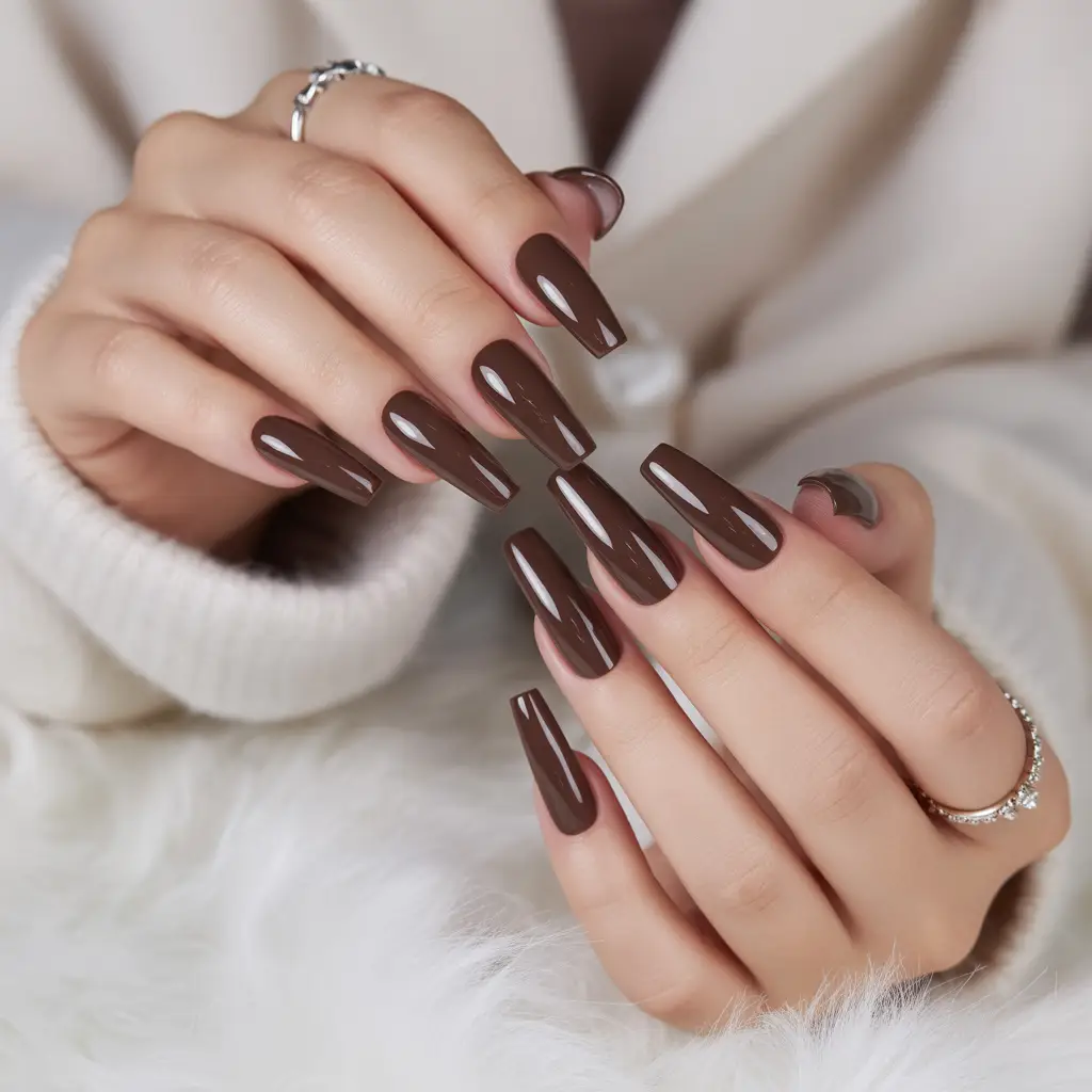 Midnight Truffle Brown Nails
