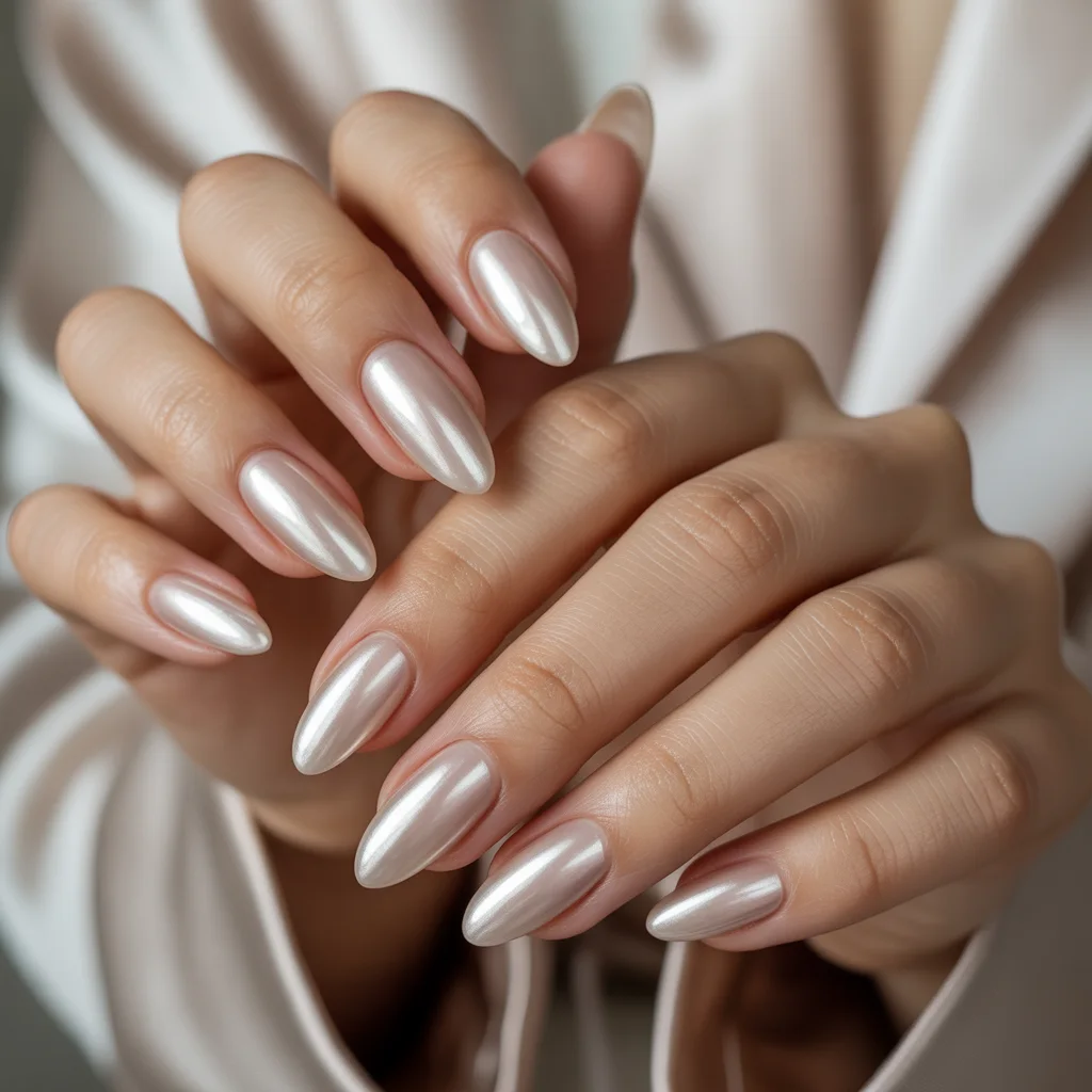 Milky Almond Nails
