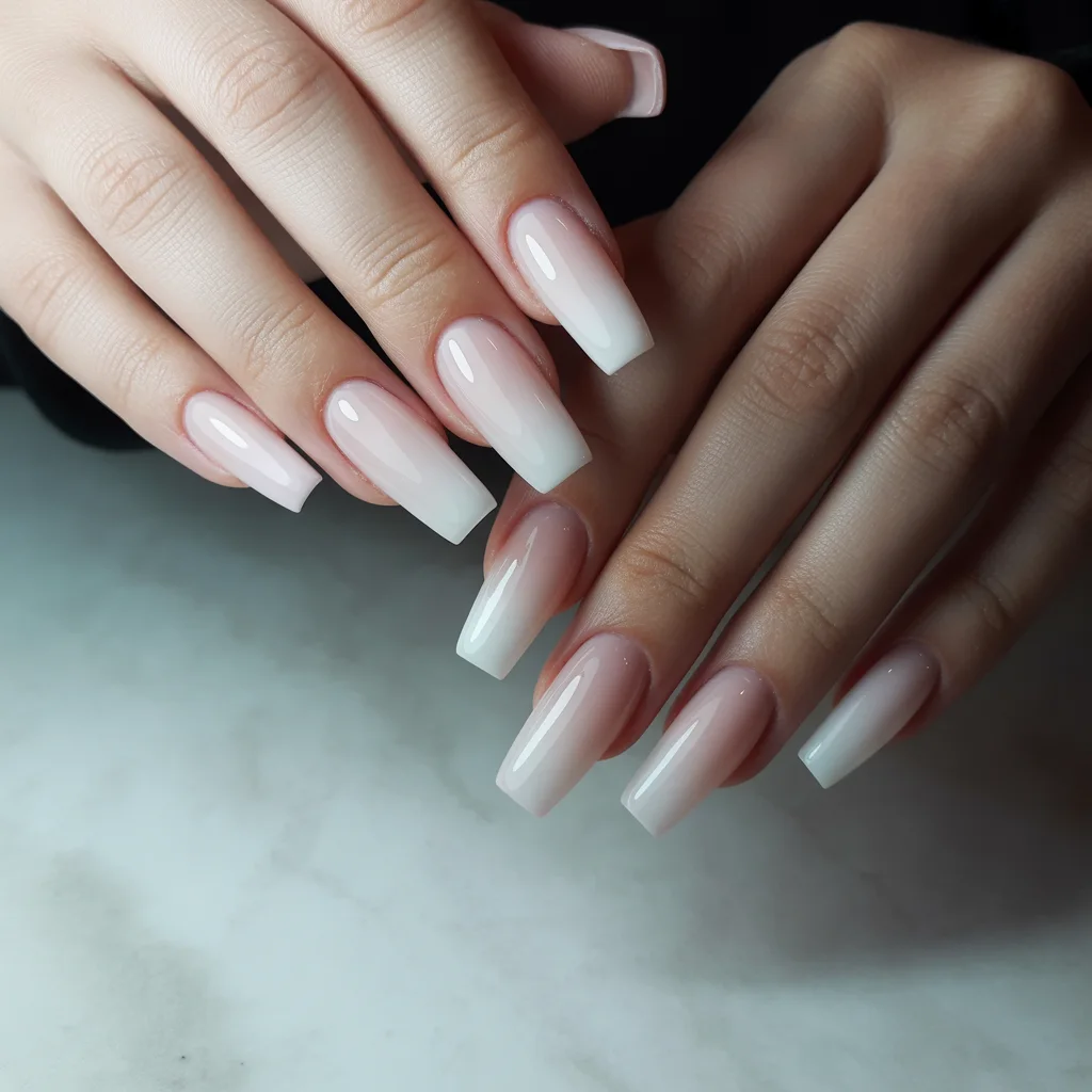 Milky Blush Ombre Nails