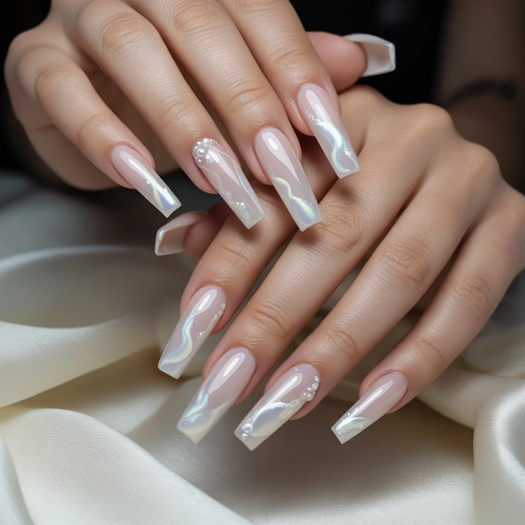 Milky Cloud Acrylics Nail