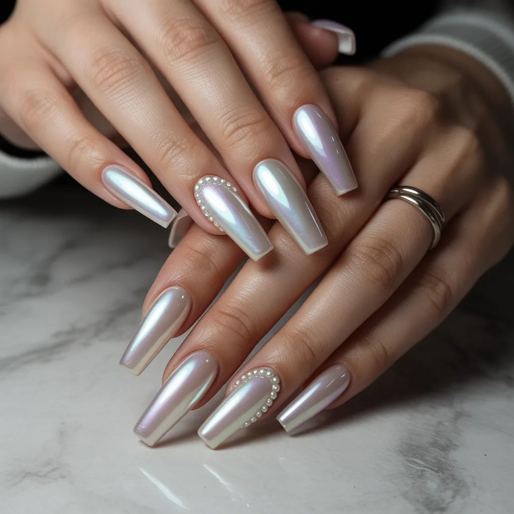 Milky Pearl Glow Nails