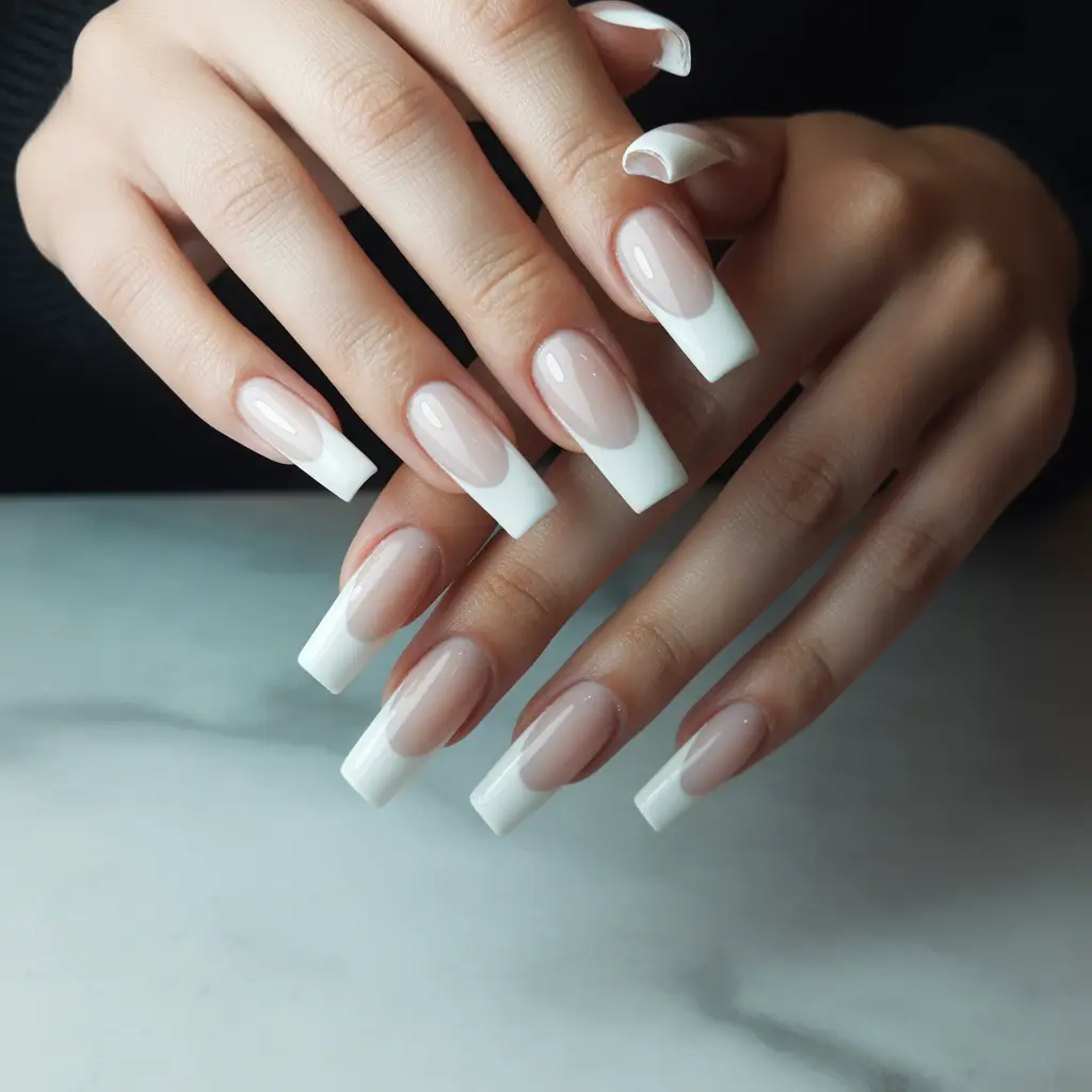 Milky White Soft French Tips Nail