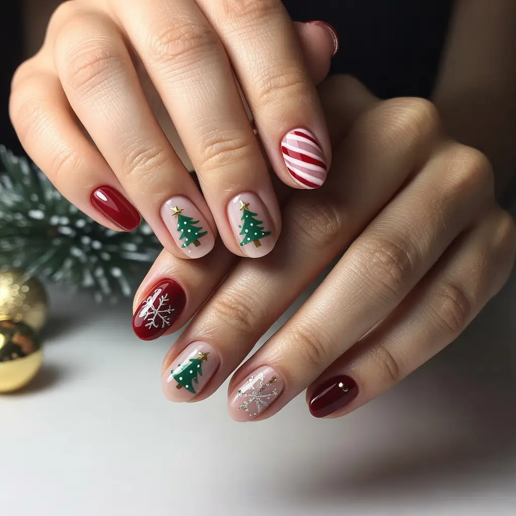 Mini Christmas Tree Nails