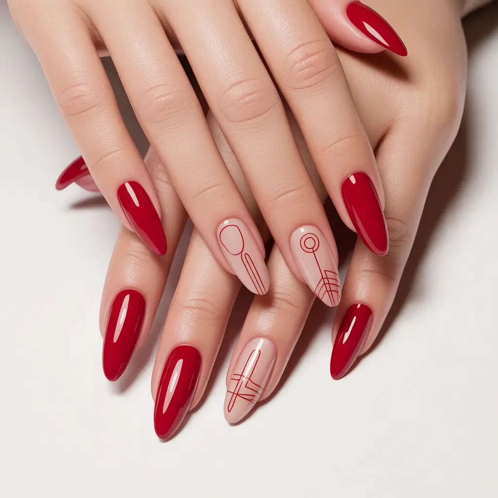 Minimal Red Line Art Gel