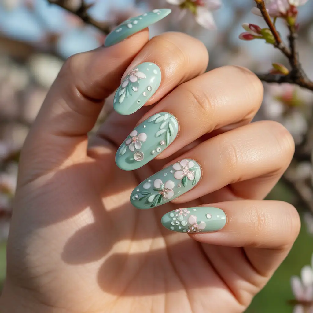 Mint Garden Micro-Florals Nail