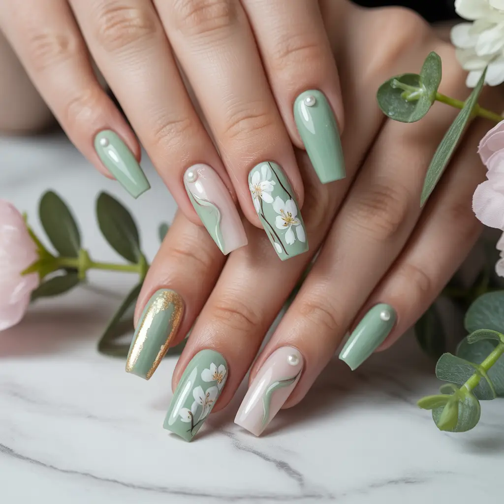 Mint Green Nails