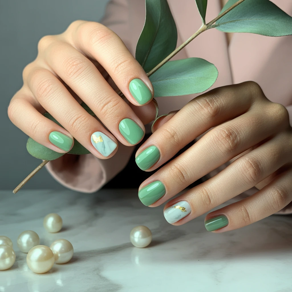 Mint Green nails 
