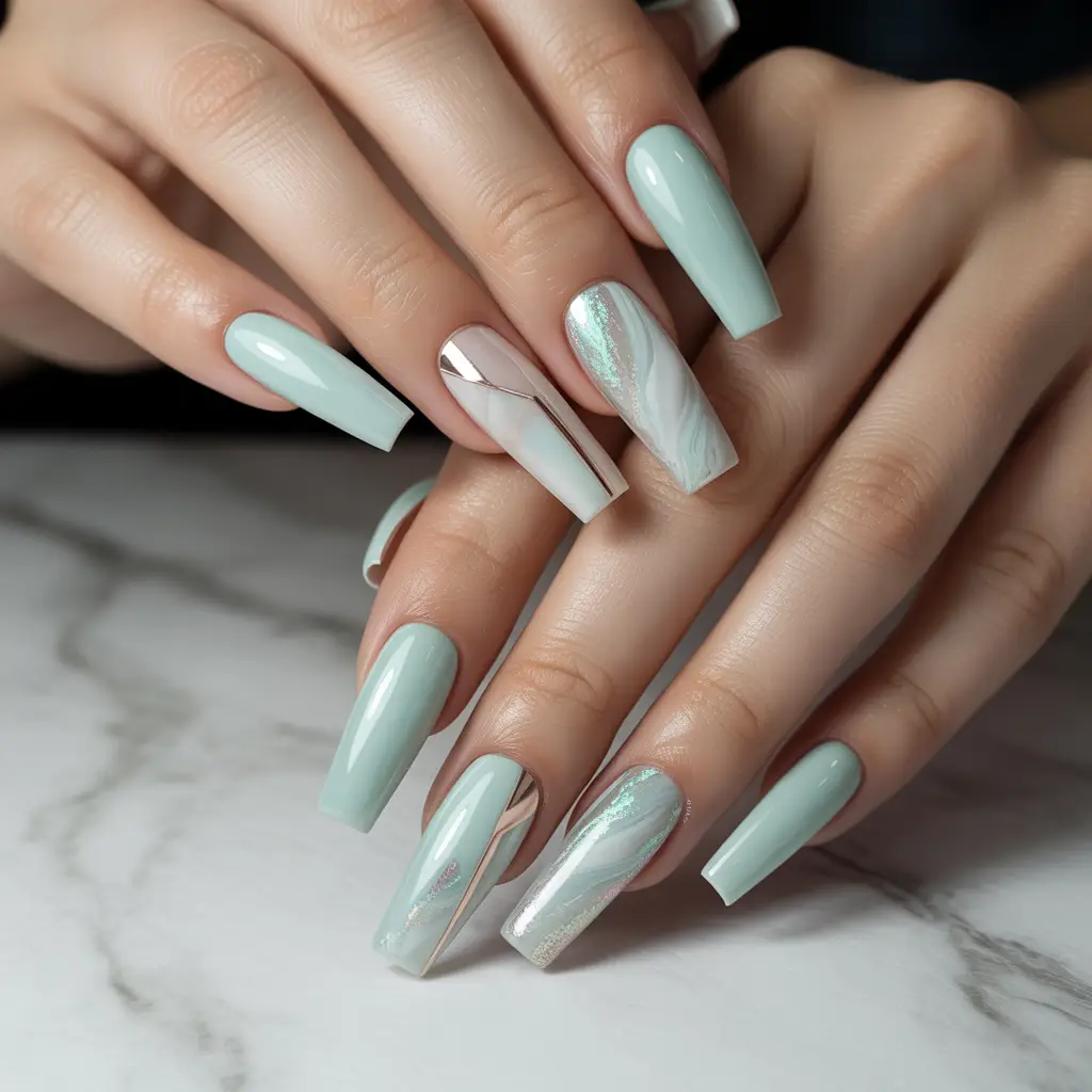 Mint Mist Dip Nails
