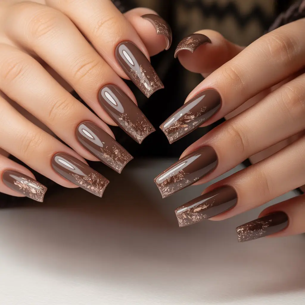 Mocha Frost Micro-Flakes Nail