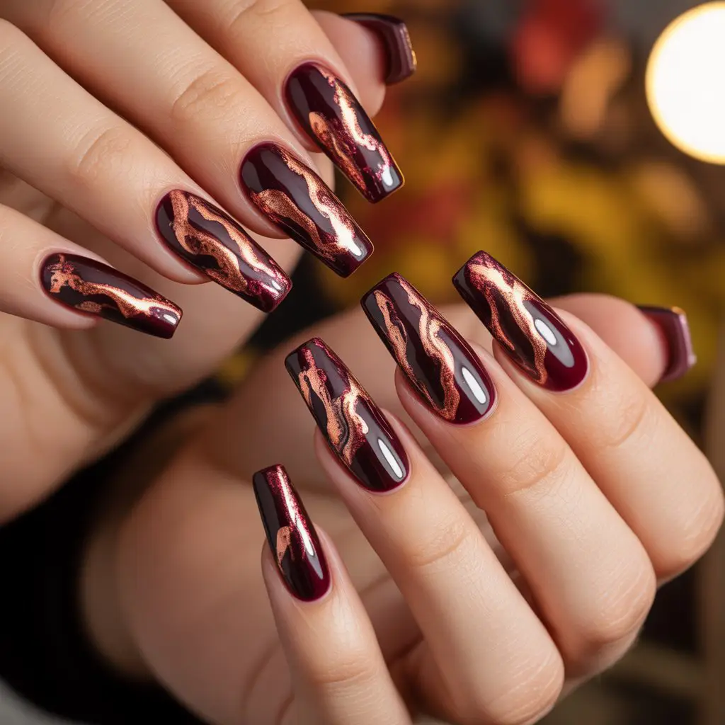 Molten Berry Foil Nails