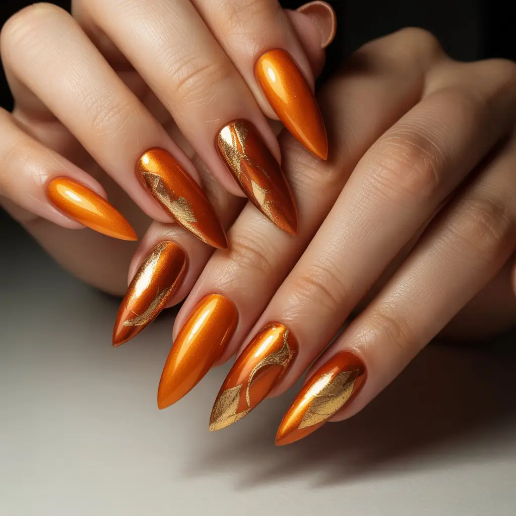 Molten Copper Orange Nails