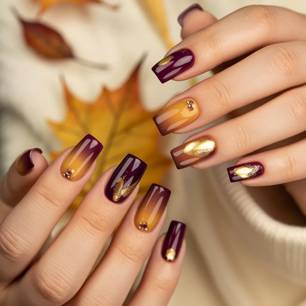 Mulberry Autumn Glow Nails