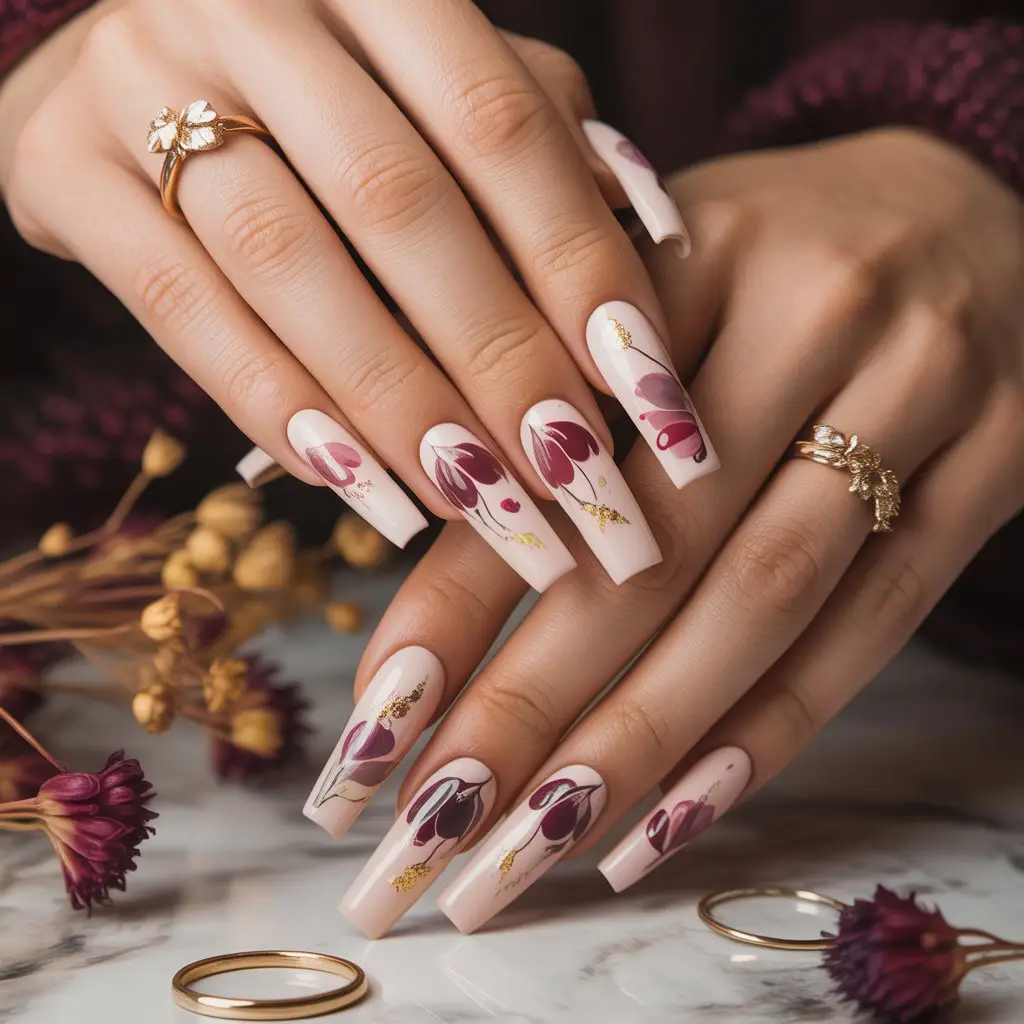 Mulberry Petal Accents Nail