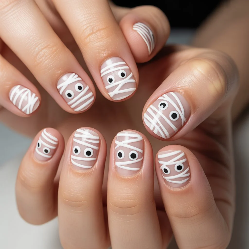 Fun mummy wrap nails