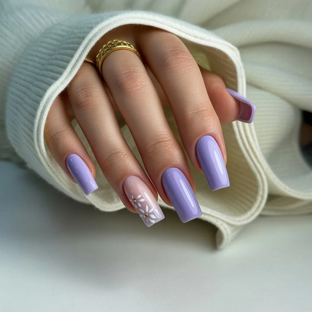 Muted Lavender Sheer Nails