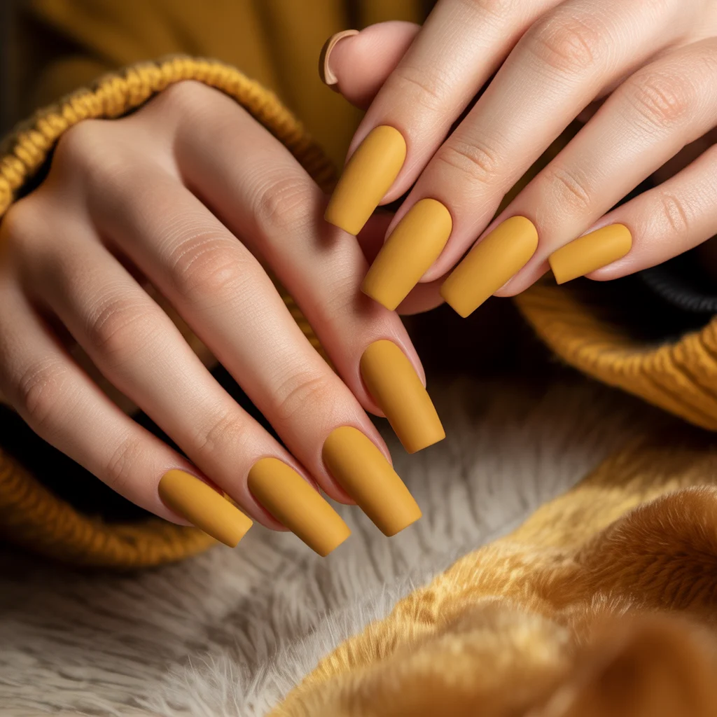  Muted Mustard Nails