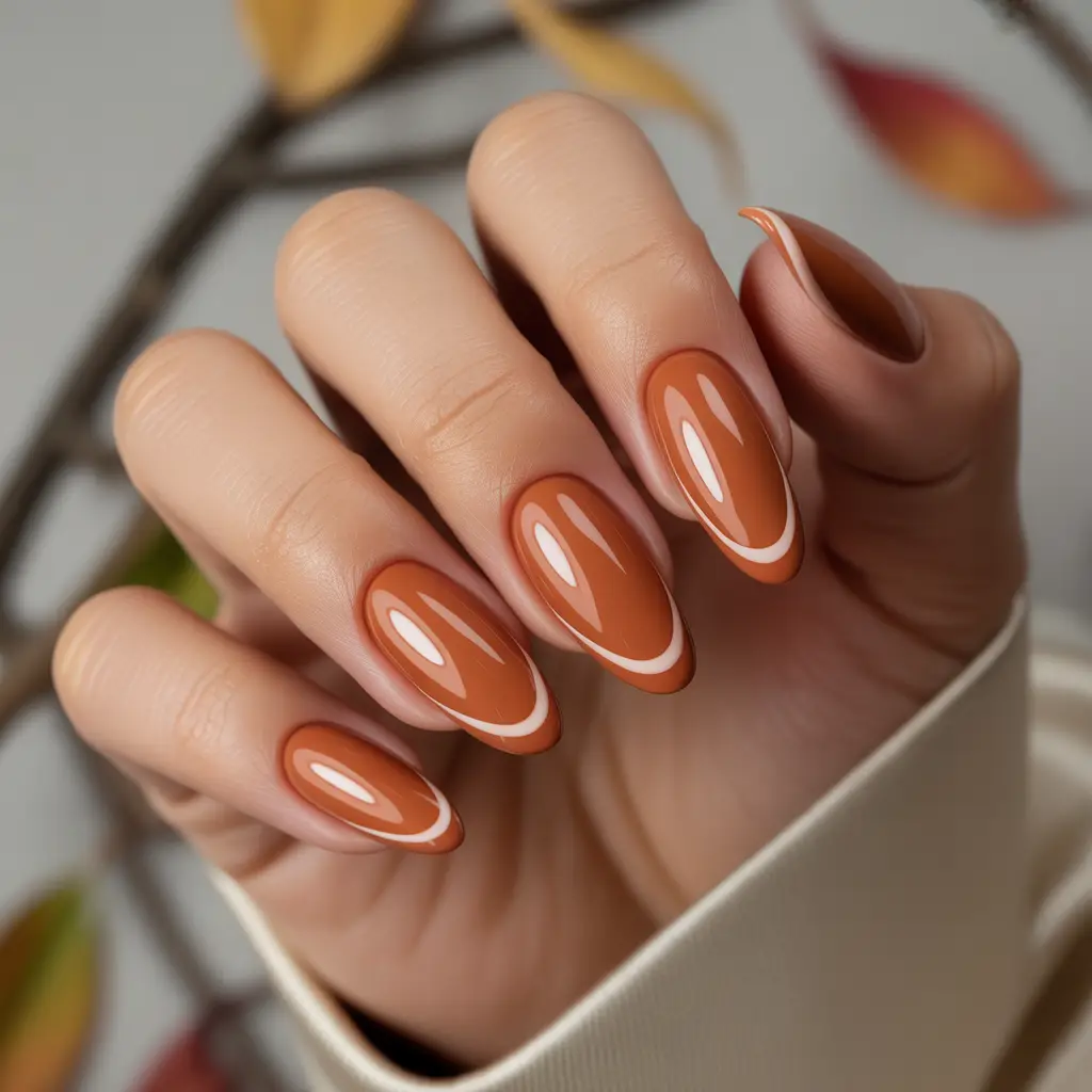 Muted Pumpkin Micro French Nails