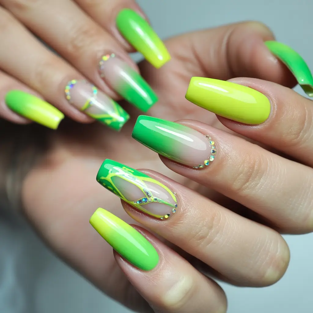 Neon Green & Lime Nails