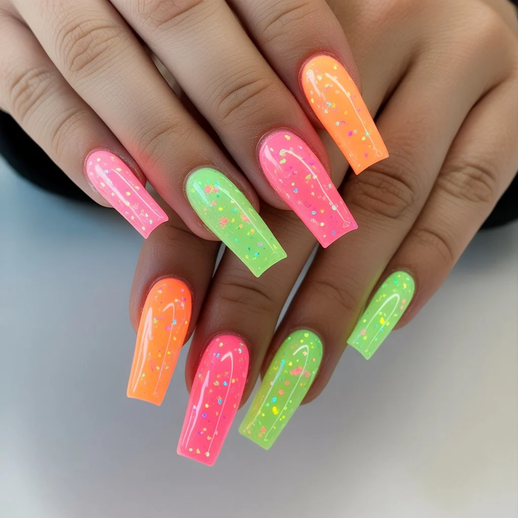 Neon Jelly Glow Nails