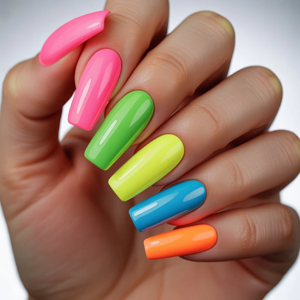 Neon Skittle Nails