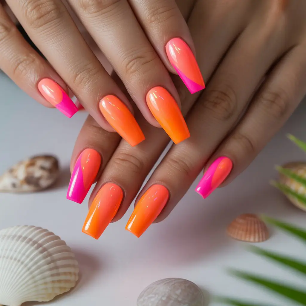 Neon Sunset Fade Nails