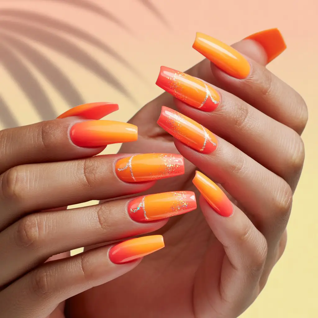 Neon Tangerine Pop Nails