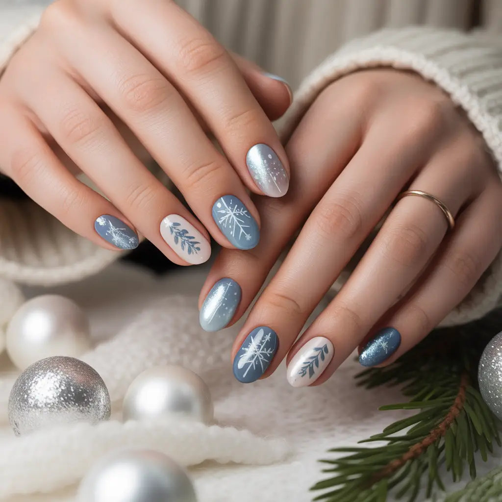 Nordic Snow Print Nails