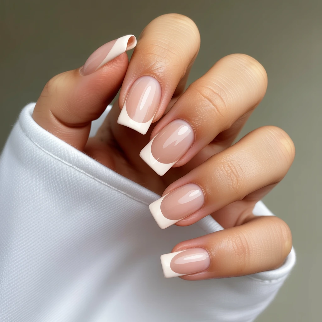 Nude Sheer French Tips Nails